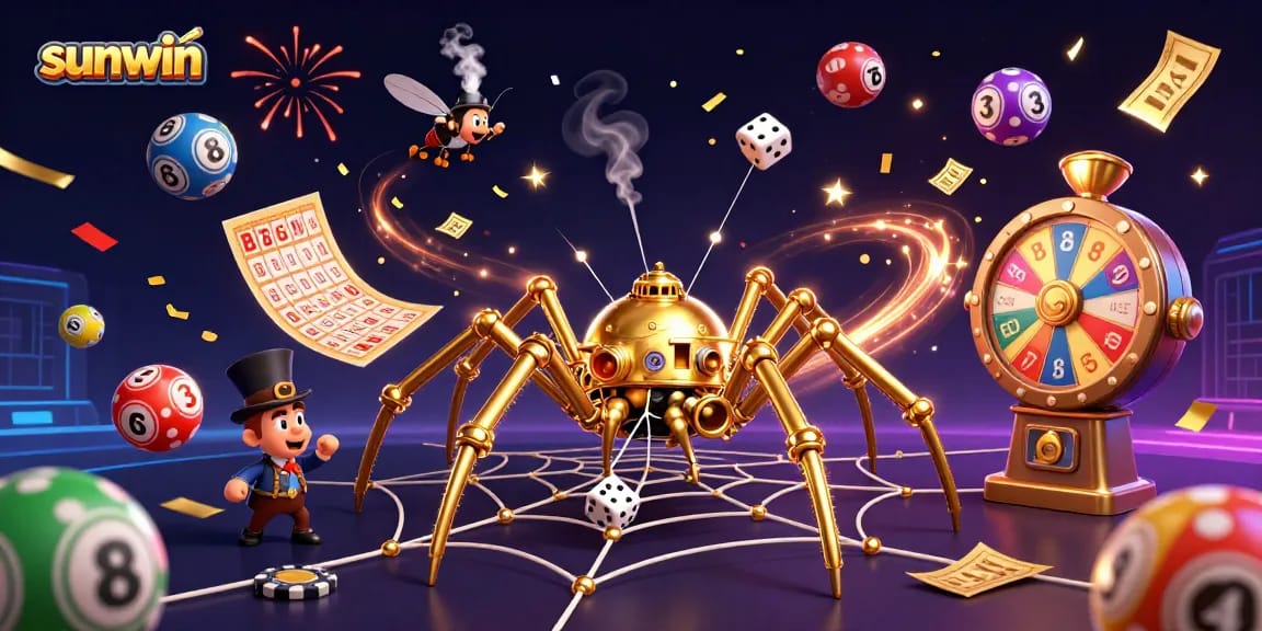 Engage with sunwin's colorful lottery dynamics in a vibrant 3D casino scene.