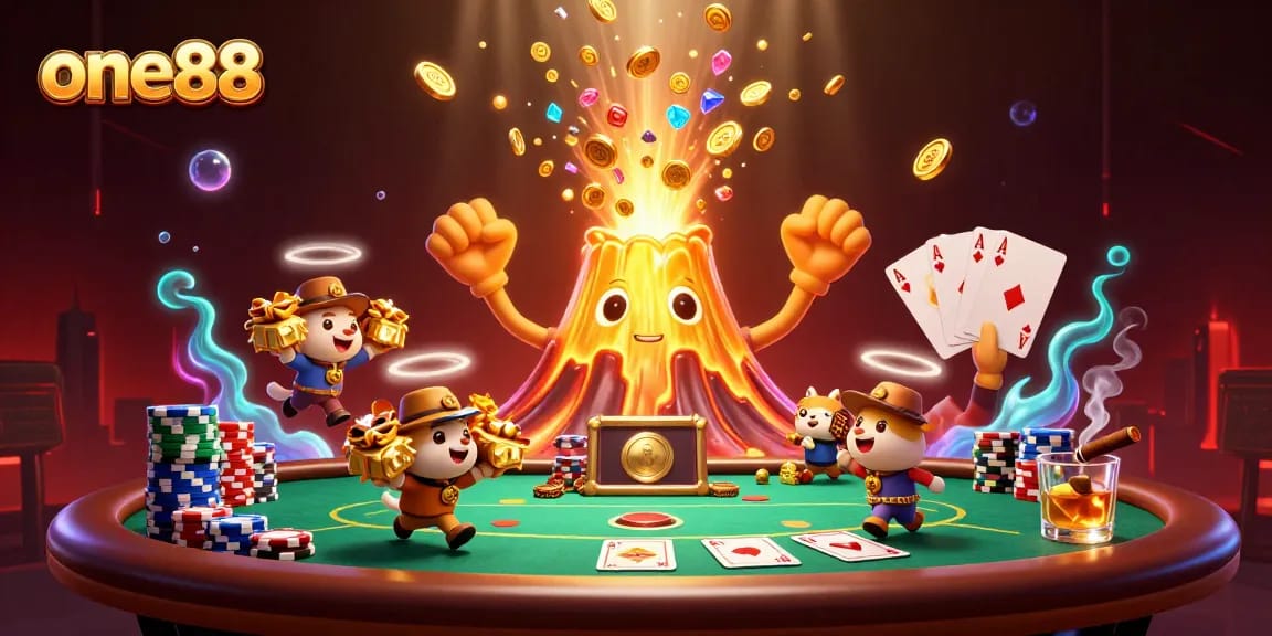 Experience thrilling gaming moments at one88 with dynamic 3D casino imagery and vibrant visuals.