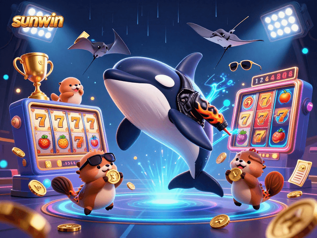 Engage with sunwin casino fantasy featuring an animated orca and vibrant gaming elements.
