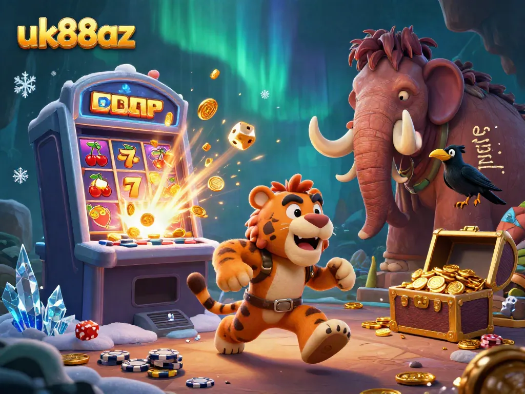 Experience thrilling gameplay at uk88az with a vibrant prehistoric casino scene bursting with excitement.
