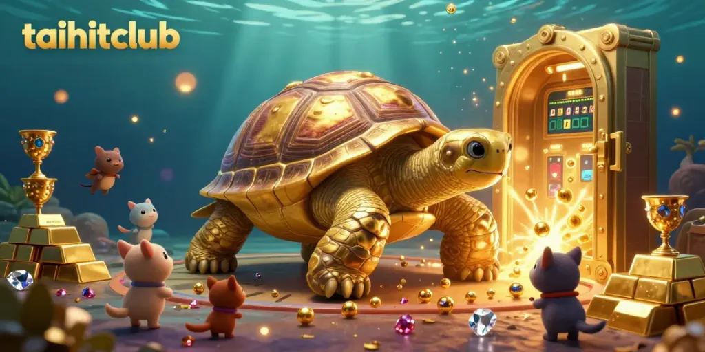 Engage with taihitclub’s vibrant games, featuring a 3D tortoise pinball machine amid golden treasures.