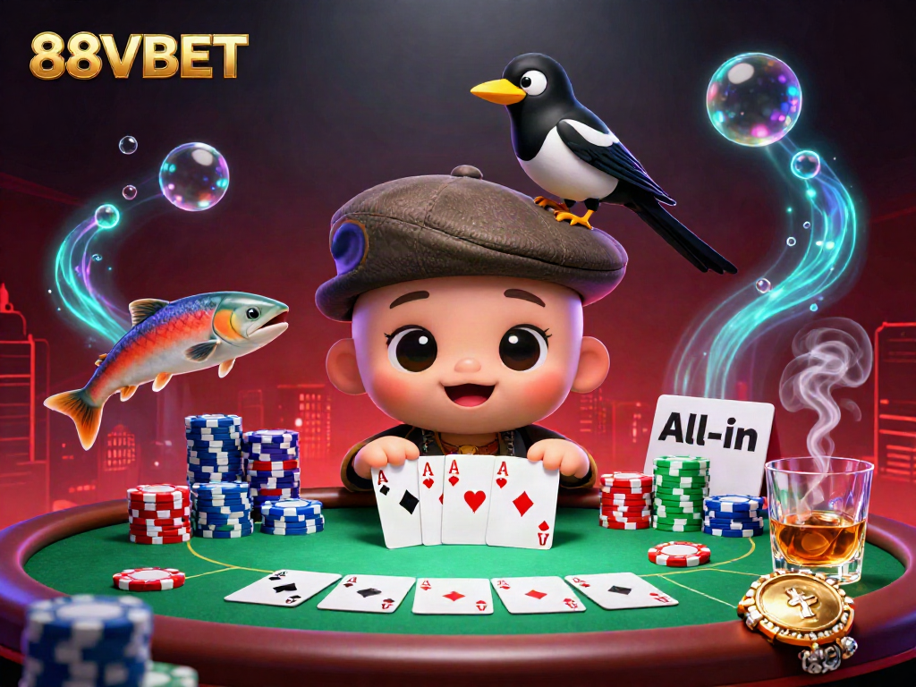 Experience the vibrant world of 88VBET with playful characters in a lively casino setting.