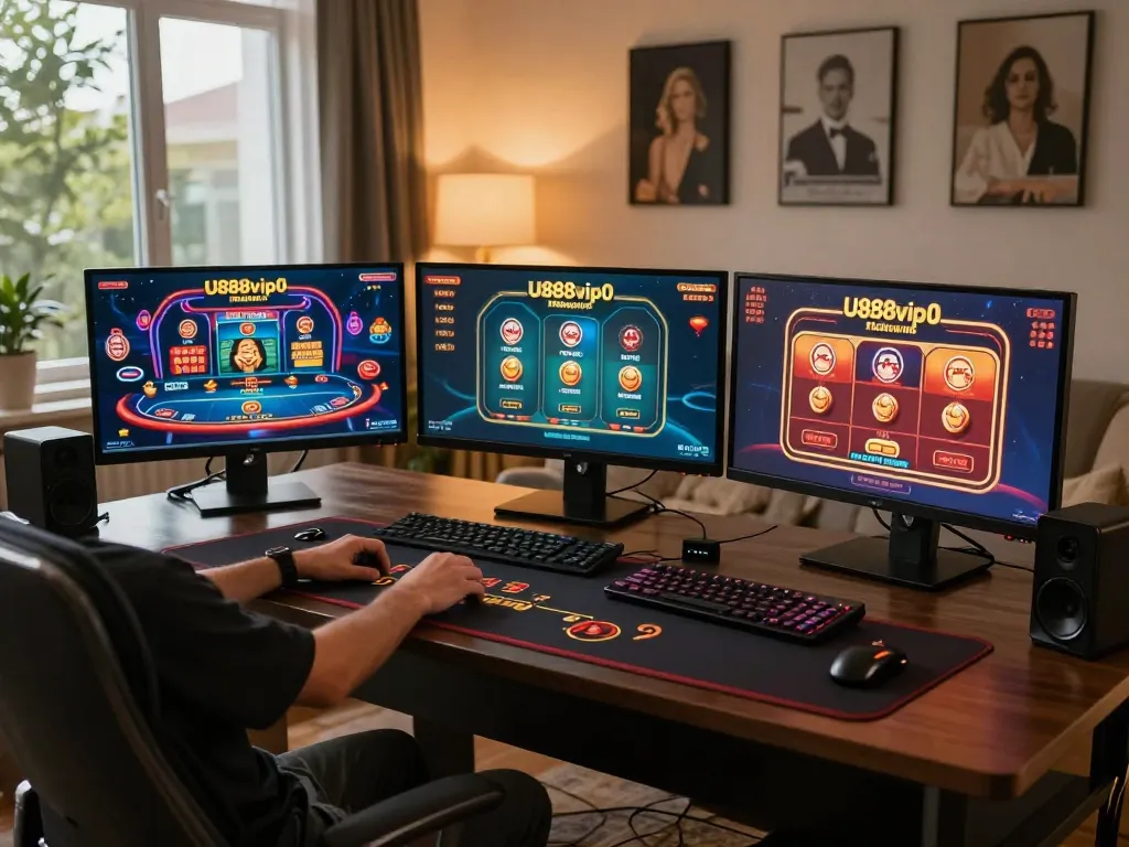 Engaging online gambling experience on U888vip0 with multiple game displays in a stylish setup.