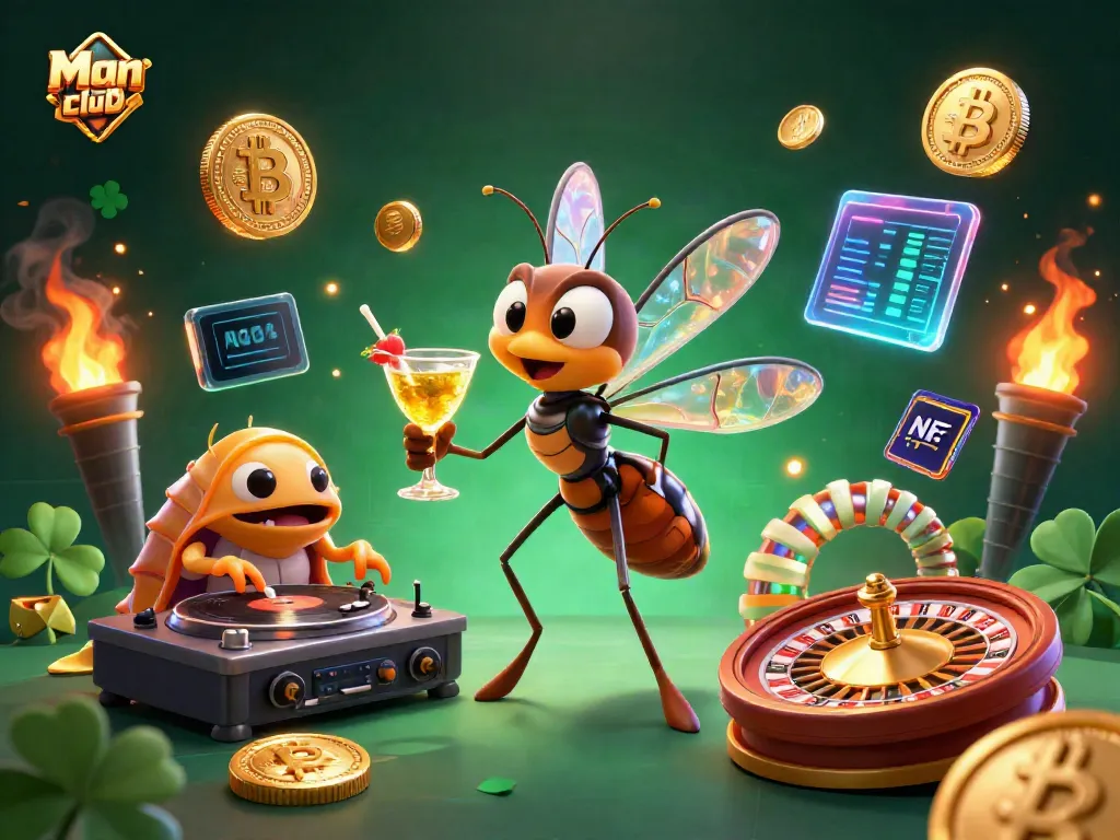 The Man club showcases a vibrant casino scene with animated characters, including an ammonite roulette wheel.