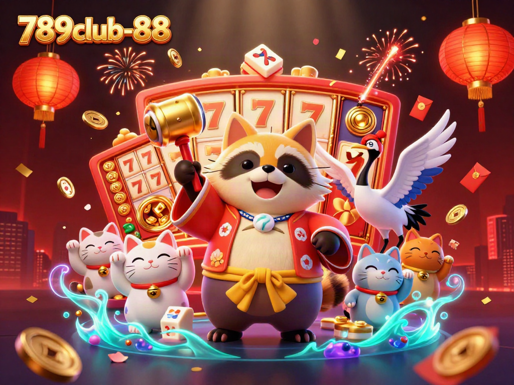 Experience the excitement of 789club-88 with colorful characters and dynamic game elements in this vibrant illustration.