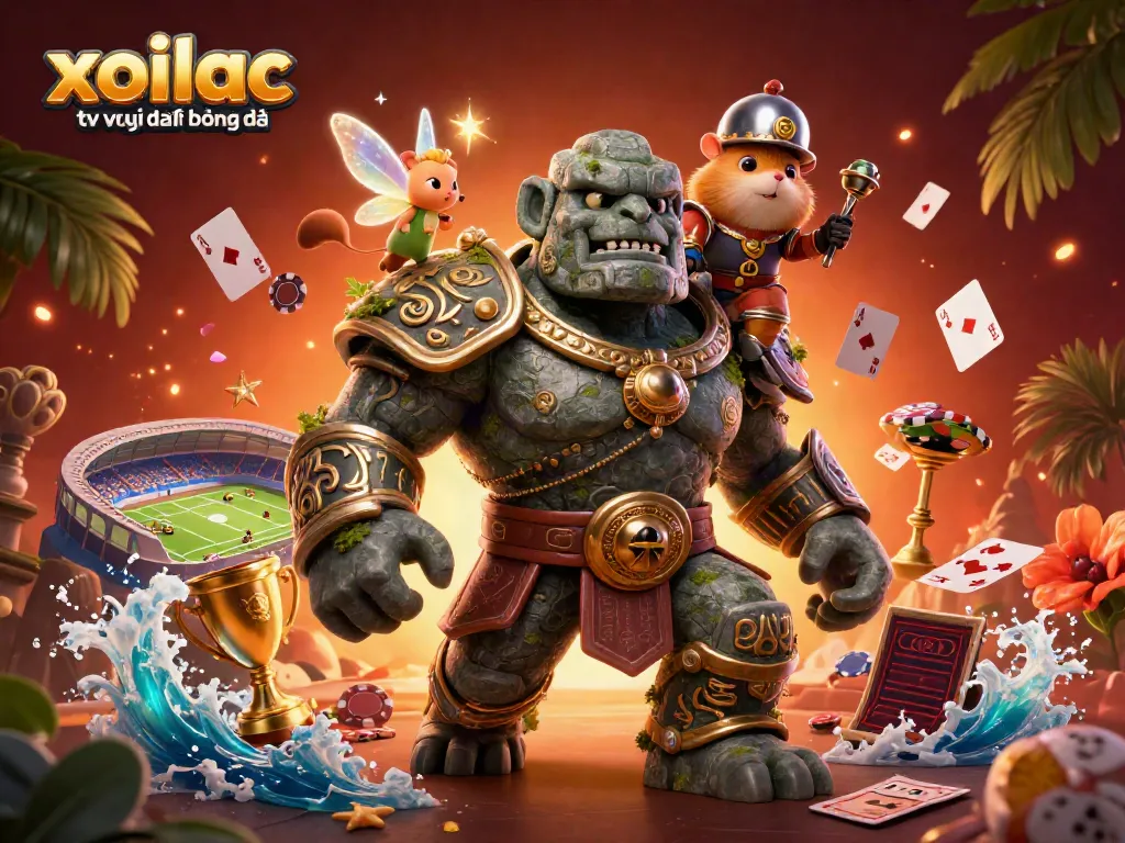 Xoilac TV trực tiếp bóng đá featuring vibrant characters and dynamic gambling elements
