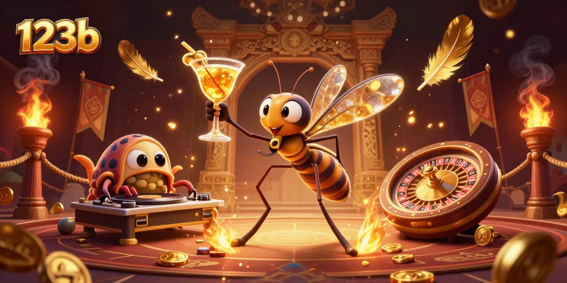 Engage in thrilling gameplay with 123b, featuring a lively casino mascot and dynamic DJ battling for fun.