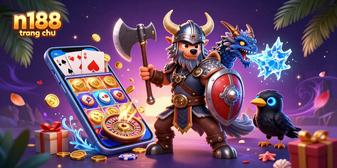 Experience thrilling gameplay at n188 trang chủ with our exciting casino-themed illustration.