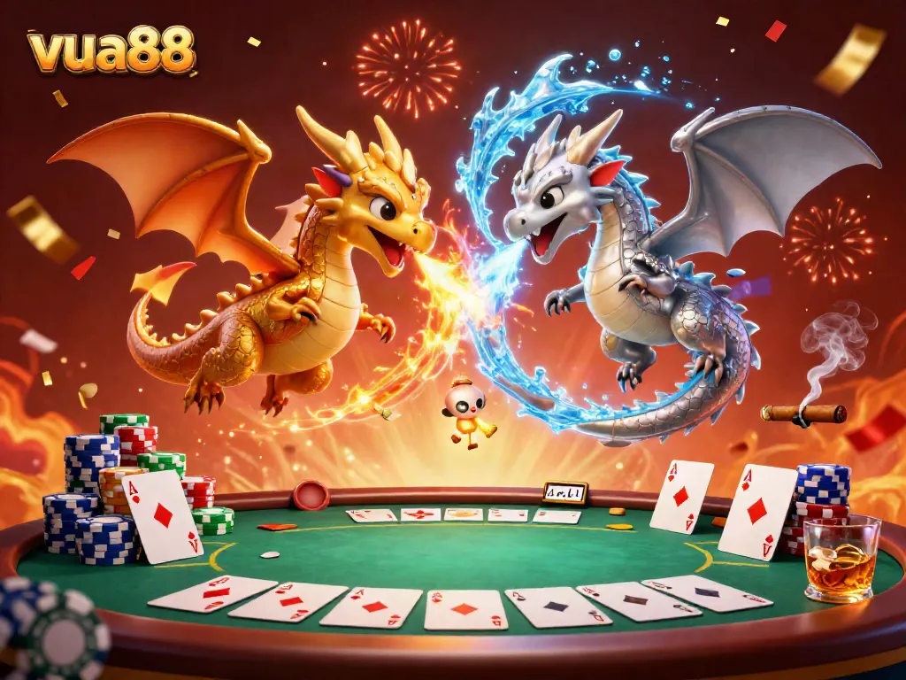 Engage with the vibrant action of vua88 where gold and silver dragons embody thrilling casino excitement.