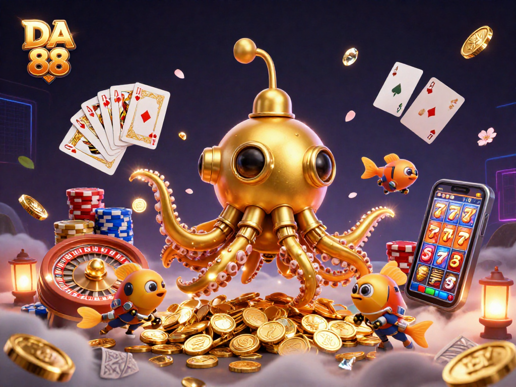 Experience the thrilling DA 88 adventure through golden coins with a kraken submarine and mechanical fish!