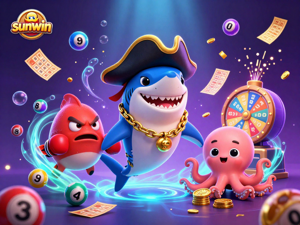 Join the fun at sunwin with a lively lottery scene bursting with colors and characters!