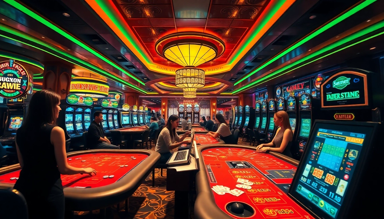 Dynamic casino scene at mmoo.llc with engaging dealers and vibrant gaming tables.
