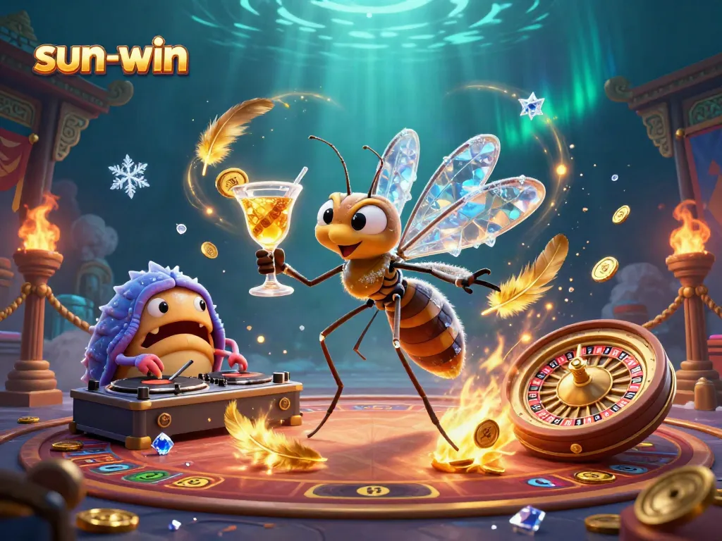 Experience iconic gameplay with the sun-win casino mascot and vintage gaming elements in action.