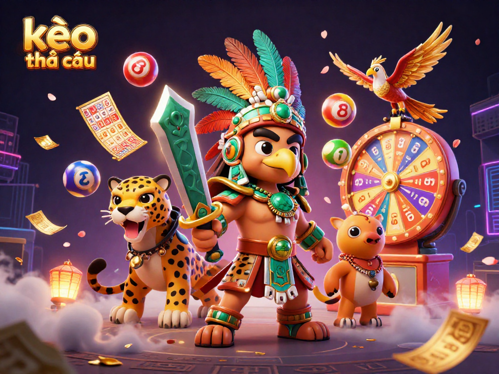 Engage in thrilling betting action with kèo nhà cái’s vibrant illustration showcasing dynamic lottery elements.