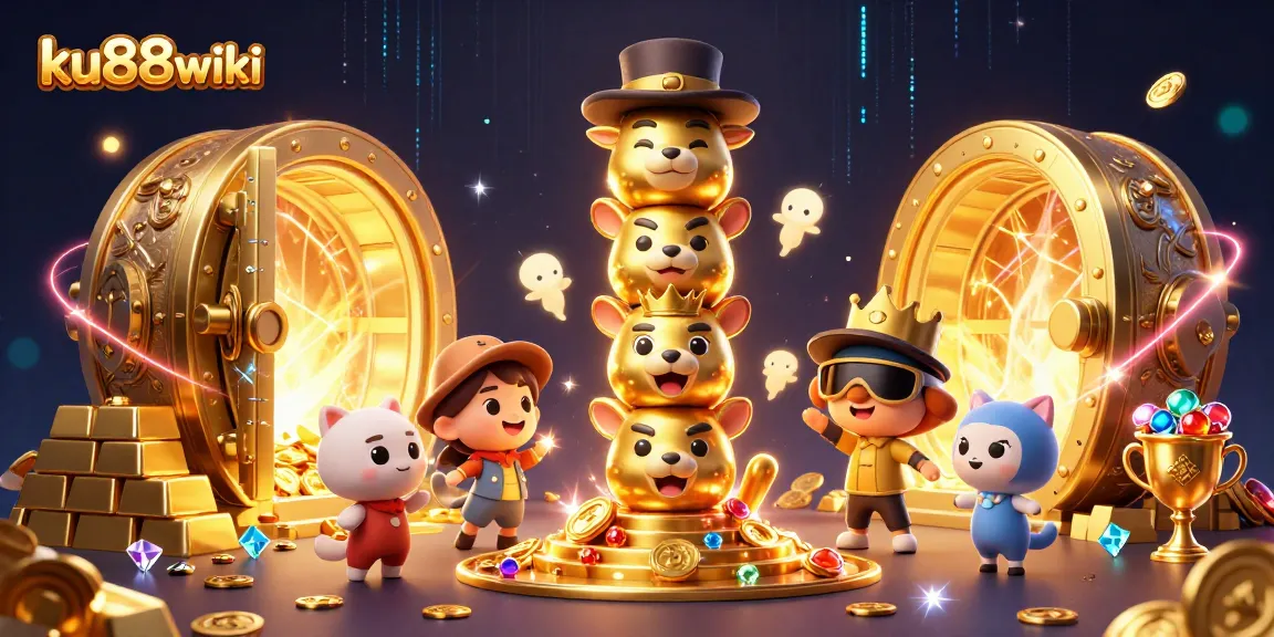 Experience thrilling rewards with ku88wiki’s ultra-detailed 3D casino illustration showcasing vibrant game elements.