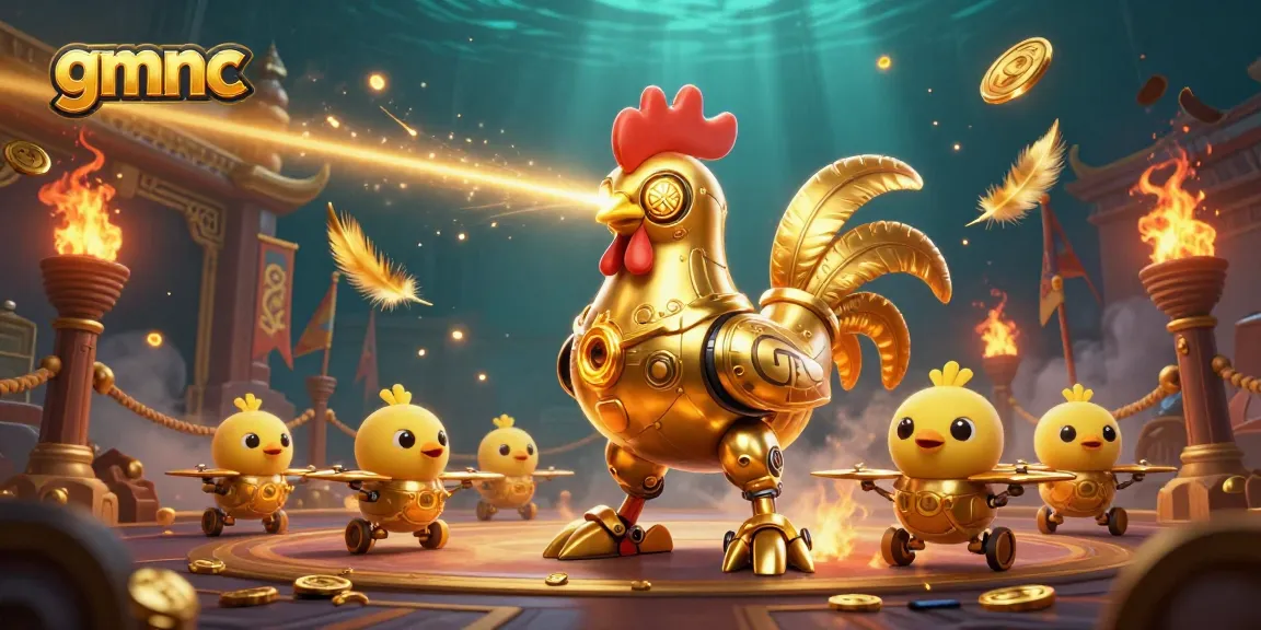 Experience thrilling gameplay with gmnc as the golden rooster robot engages in dynamic battles.